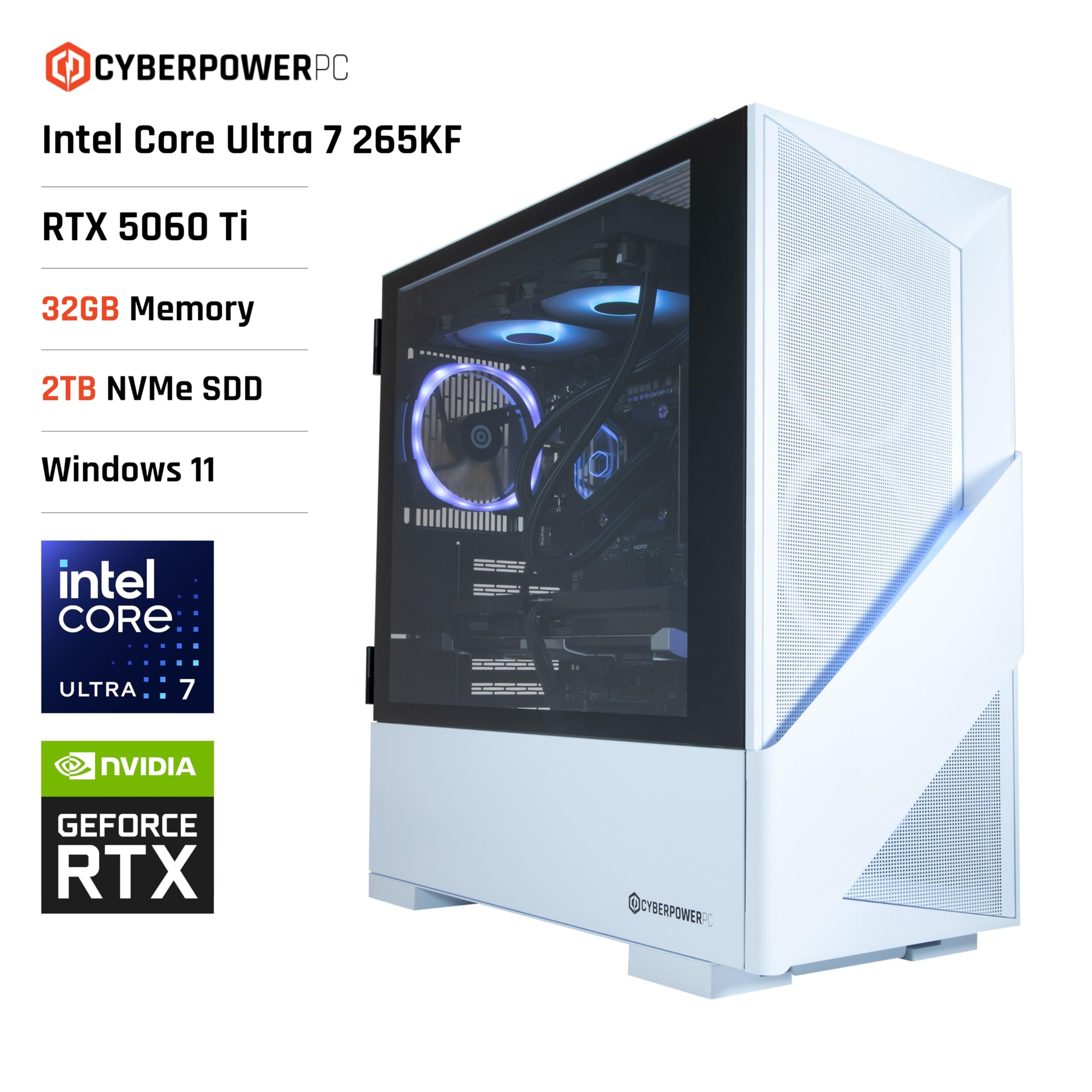 CyberpowerPC Luxe Gaming PC - Intel Core Ultra 7 265KF, Nvidia RTX